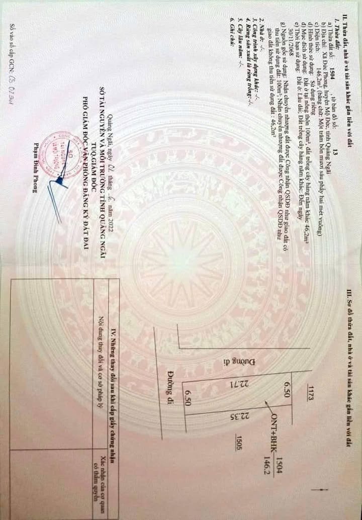 Đất nền Văn Hà Mộ Đức 143m² - Lô góc, đường ô tô thông