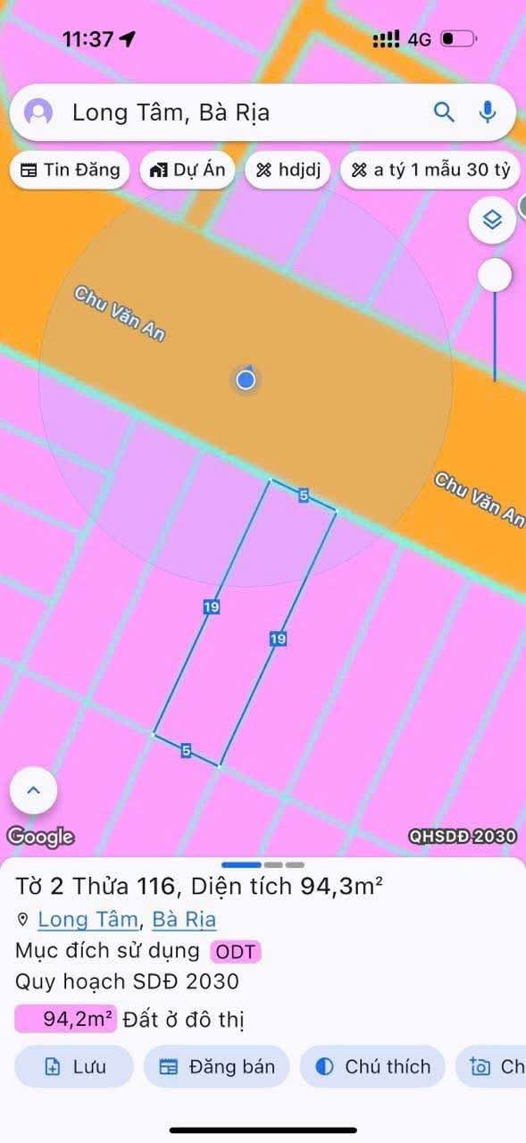 Đất nền Chu Văn An Vũng Tàu 95m² giá 2.89 tỷ - Sổ đỏ chính chủ