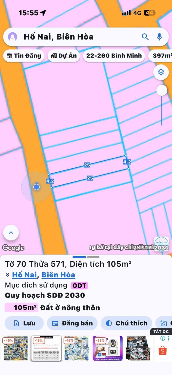 Đất Sổ Đỏ 105m² Phường Hố Nai, BH - Giá 1.05 Tỷ TL