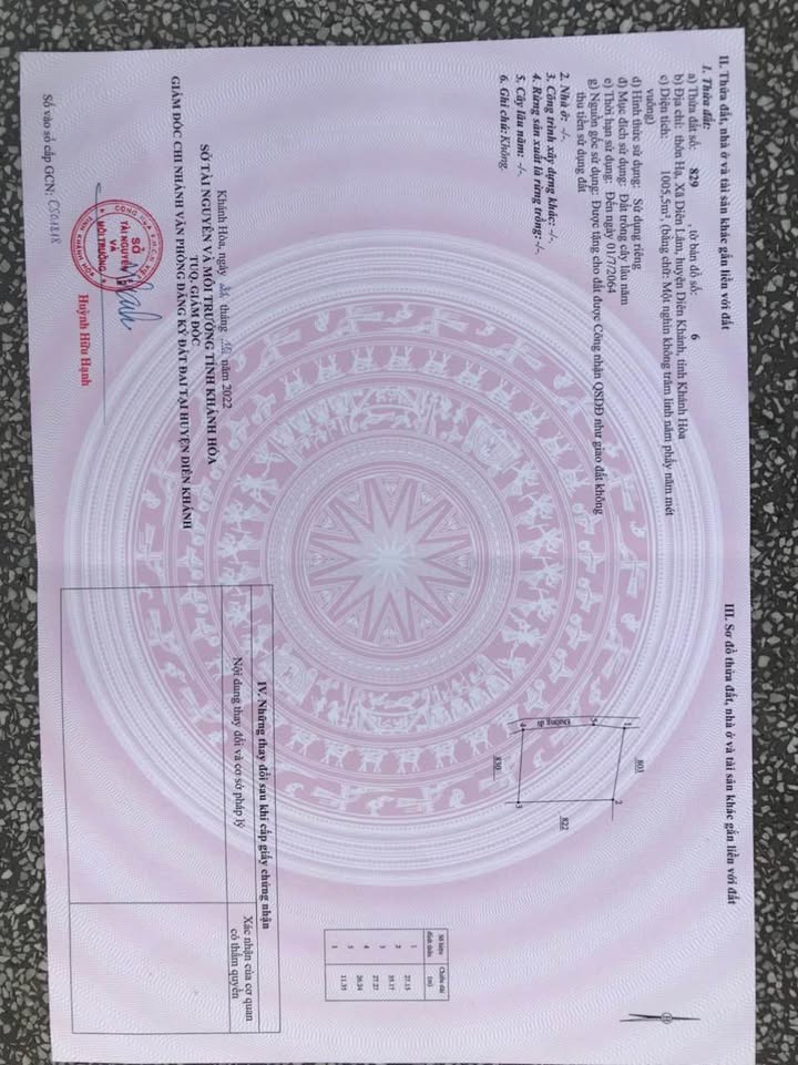 Đất nền Diên Lâm, Diên Khánh 1000m² - Sổ hồng chính chủ, tiềm năng sinh lời!