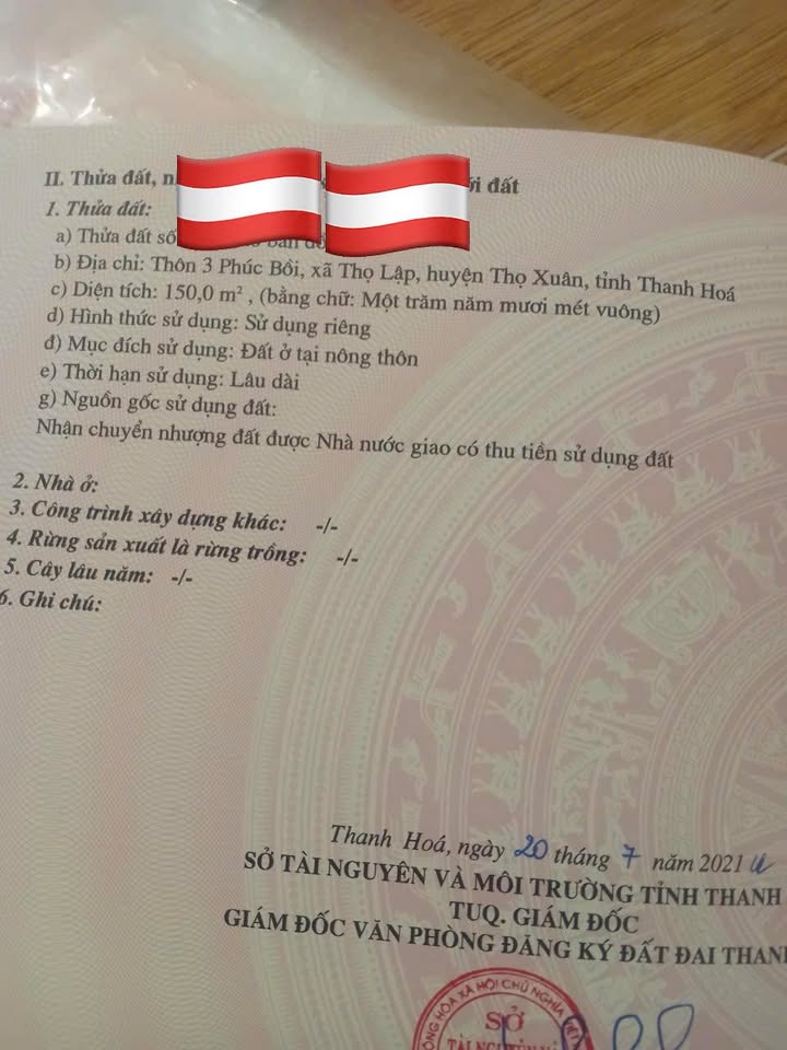 Đất Thọ Lập - 150m² Sổ Đỏ Sẵn Sàng - Giá Chỉ 7xx Triệu