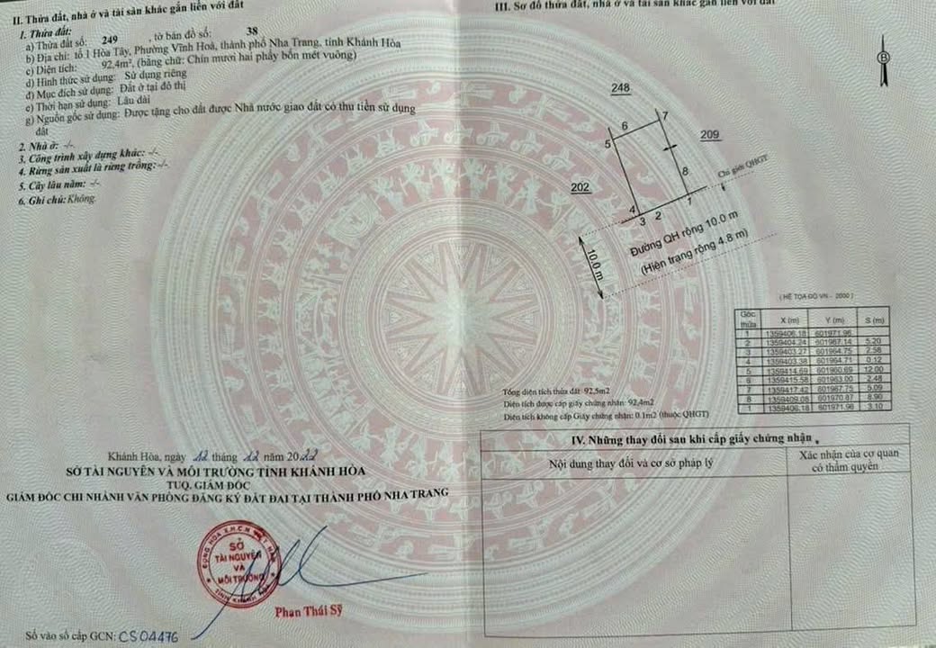 Đất nền Vĩnh Hoà Nha Trang 92m² - Đường to ô tô, sổ hồng sẵn sàng!