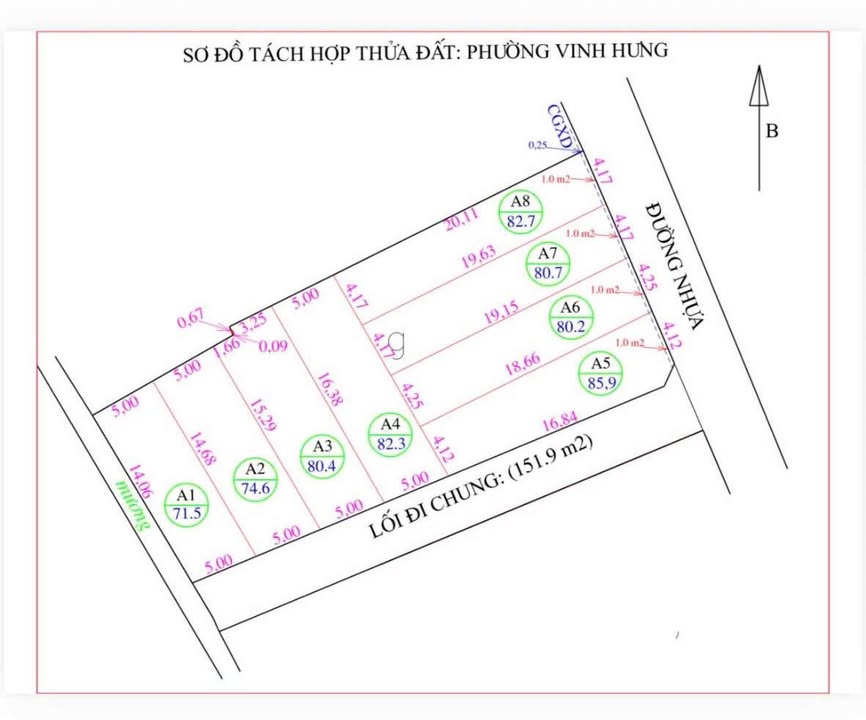 Đất nền Lối 2 Đặng Thai Mai TP Vinh 80.2m² - Đường rộng, Sổ đỏ chính chủ!