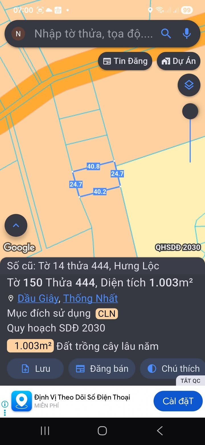 Đất nền Dầu Giây, Đồng Nai 1000m² giá 490 triệu - Tiềm năng tăng giá!
