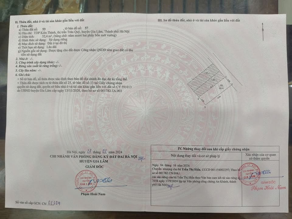 Đất nền Kiêu Kỵ, Gia Lâm 52m² - Sổ đỏ chính chủ