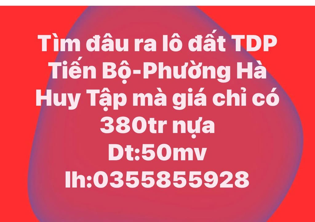 Đất nền TDP Tiến Bộ, Hà Tĩnh - 50m² chỉ 380 triệu, cơ hội đầu tư