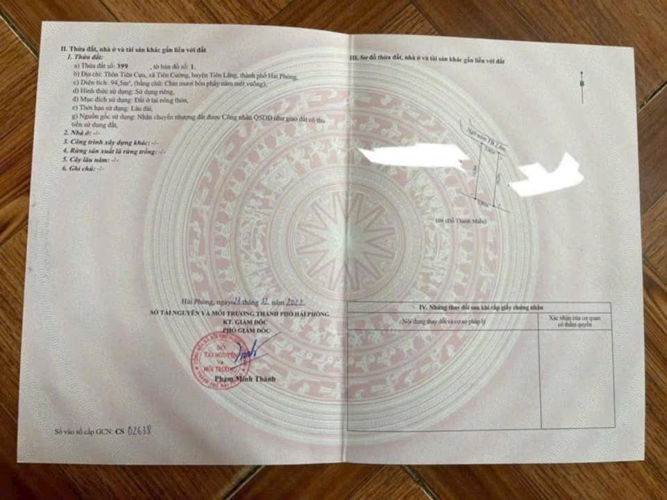 Đất nền Tiên Cựu, Tiên Lãng, Hải Phòng - 94m² - Chỉ 5xx triệu