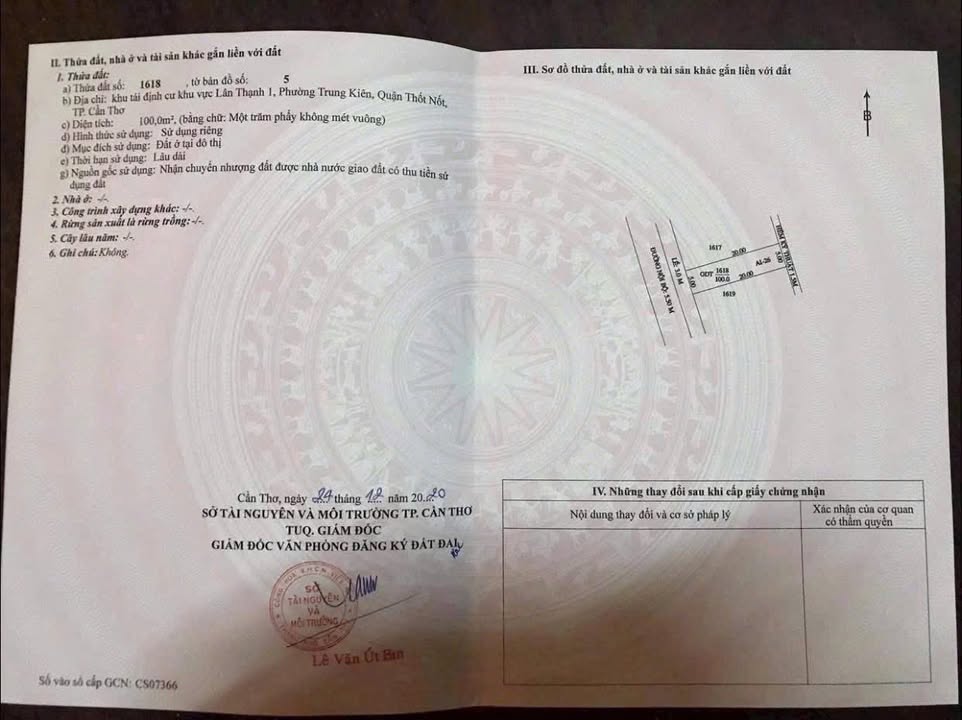 Bán Nền Tái Định Cư Thốt Nốt 100m² - Sẵn GPXD, Xây Dựng Ngay