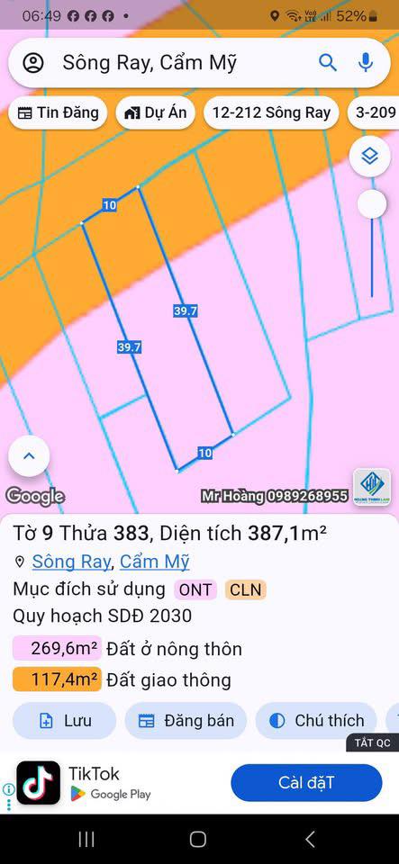 Đất nền Sông Ray 387m² giá 1.2 tỷ - Sổ đỏ chính chủ!