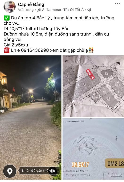 Đất nền TDP 4 Bắc Lý 179m² giá 2.5 tỷ - Sổ đỏ chính chủ