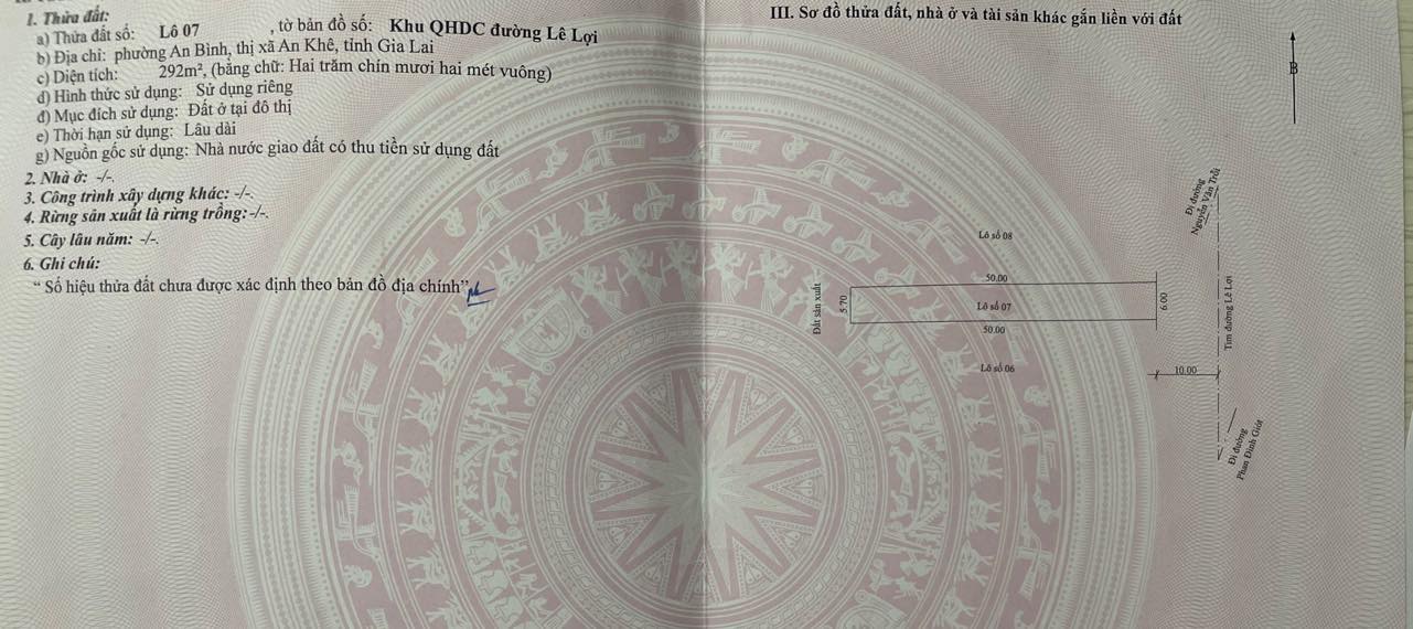 Bán Đất 300m² Mặt Tiền Lê Lợi, An Khê, Gia Lai - Sổ Đỏ Chính Chủ