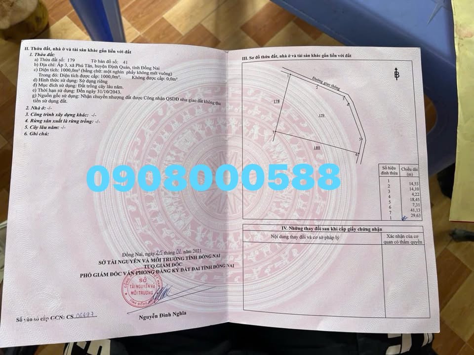 Đất vườn Định Quán 1000m² giá 350 triệu - Sổ đỏ chính chủ, đường ô tô