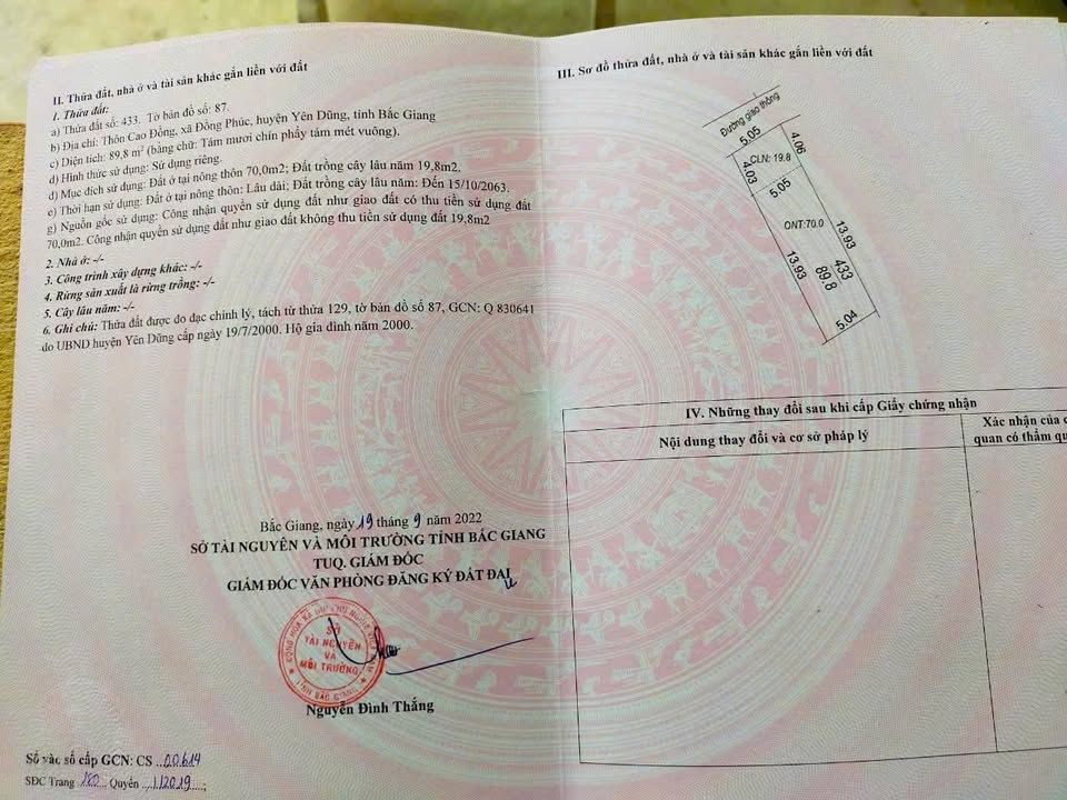 Đất nền Cao Đồng, Yên Dũng 89.8m² - Tiềm năng tăng giá vượt trội!