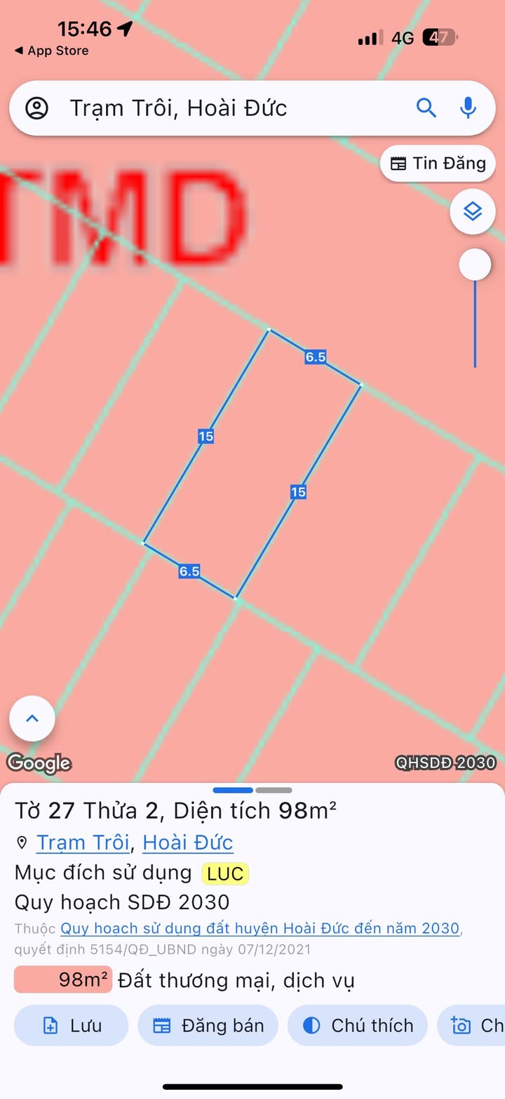 Đất Dịch Vụ Trạm Trôi - Sổ Đỏ 99m² Giá 15 Tỷ Gần Nhà Thi Đấu Hoài Đức