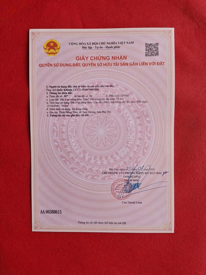 Đất nền Kim Long, Tam Dương 130m² chỉ 7xx triệu - Sổ đỏ chính chủ!