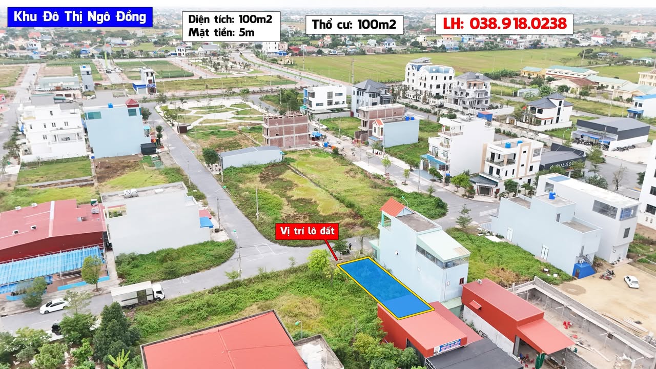 Đất nền 100m² Khu đô thị Ngô Đồng - Sổ đỏ chính chủ, sẵn sàng xây nhà