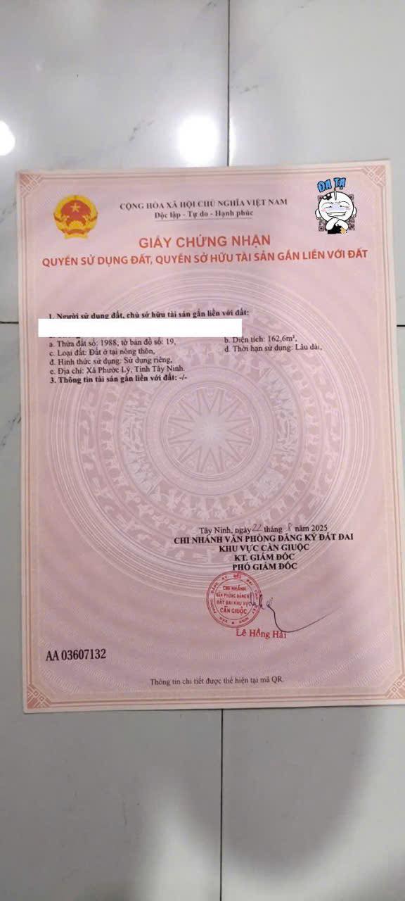 Đất Thổ Cư Sổ Hồng Riêng 162.6m² Mặt Tiền Đường Bê Tông - Nhà Bè