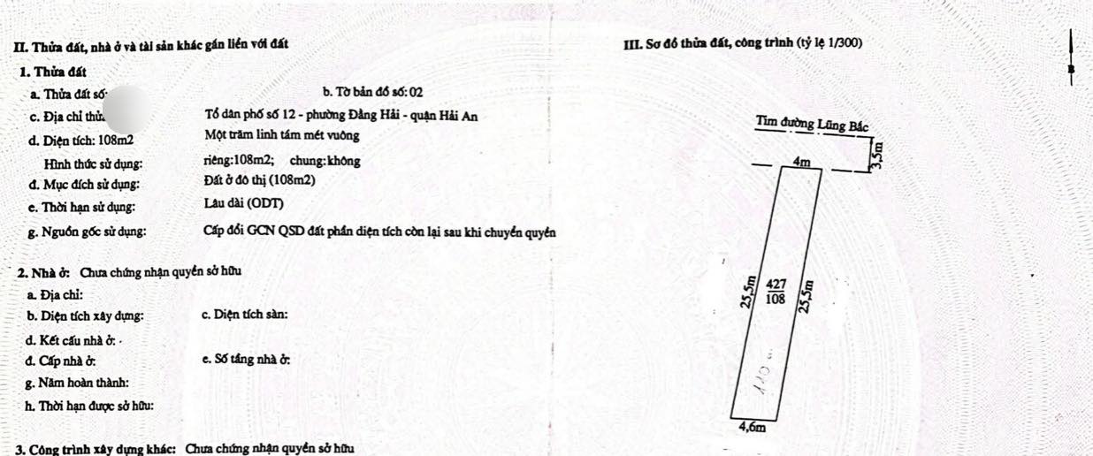 Đất nền Lũng Bắc, Hải An 108m² - Sổ đỏ chính chủ, tiềm năng sinh lời!