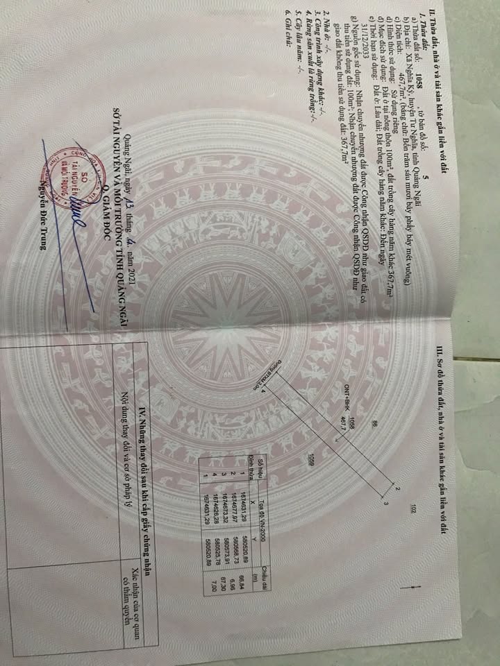 Đất nền Nghĩa Kỳ, Tư Nghĩa 469m² - Sổ đỏ chính chủ, 550 triệu.