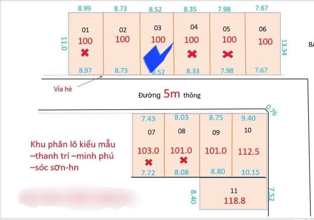 Bán đất Minh Phú Sóc Sơn 100m² hơn 2 tỷ - Sổ đỏ chính chủ