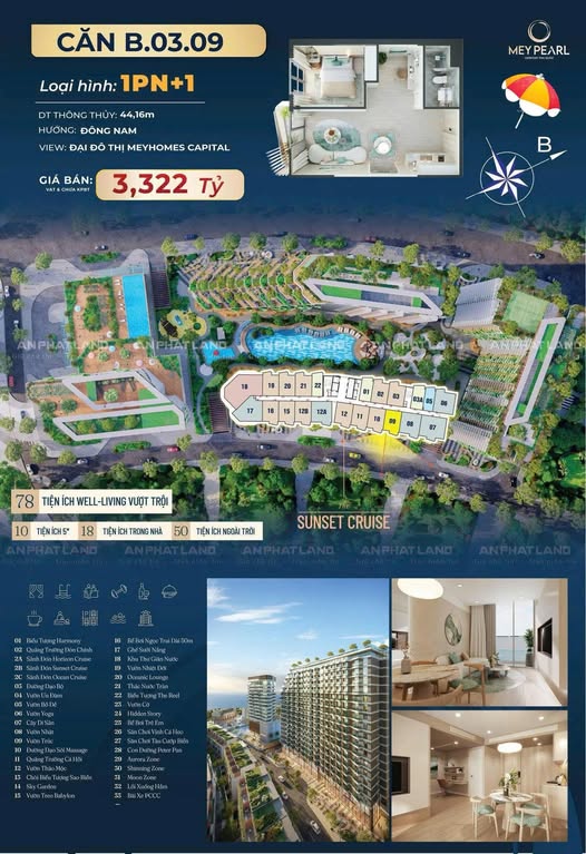 Căn hộ Meyhomes Harmony An Thới 44m² 3,322 tỷ - View đẹp