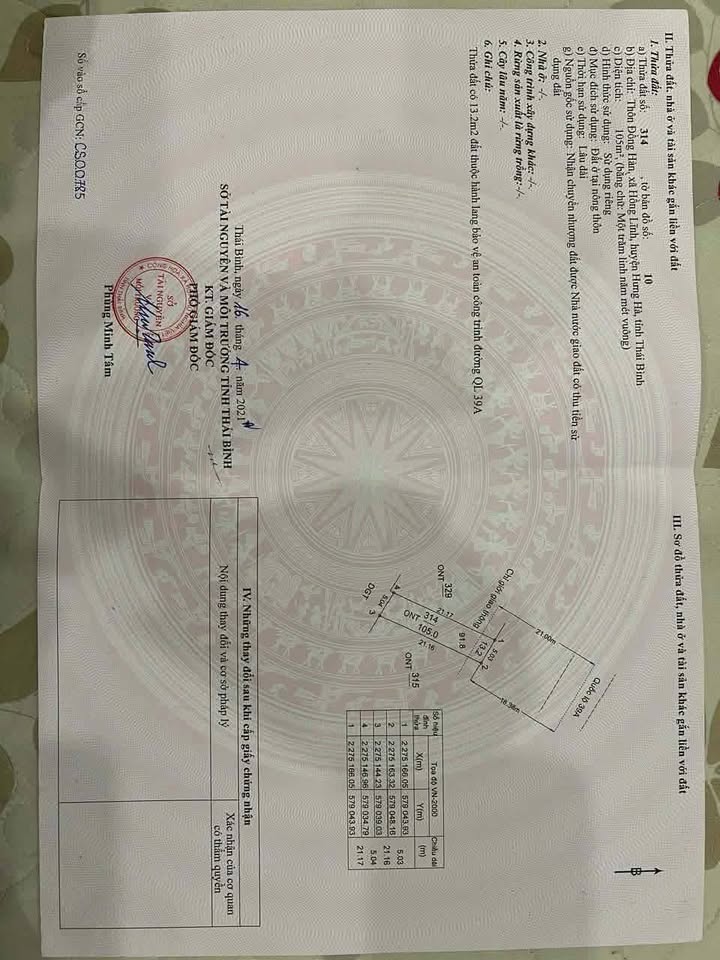 Đất Mặt Tiền Quốc Lộ 39 Hưng Hà 105m² - Kinh Doanh Đắc Địa