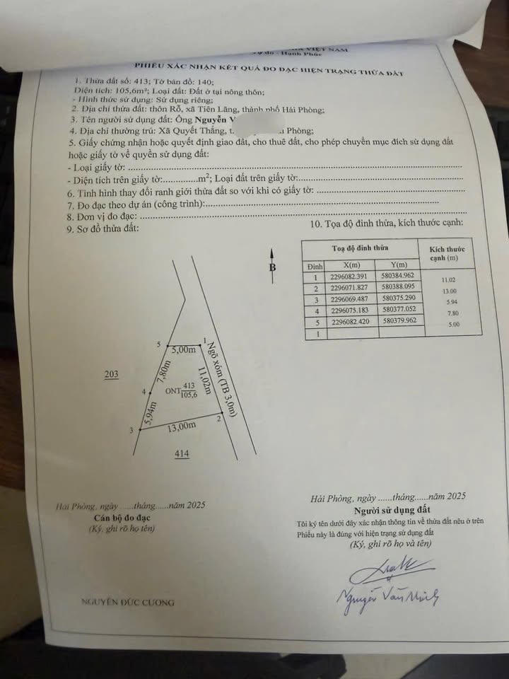 Đất nền Thôn Rỗ, Kiến An 105m² - Sổ đỏ chính chủ!