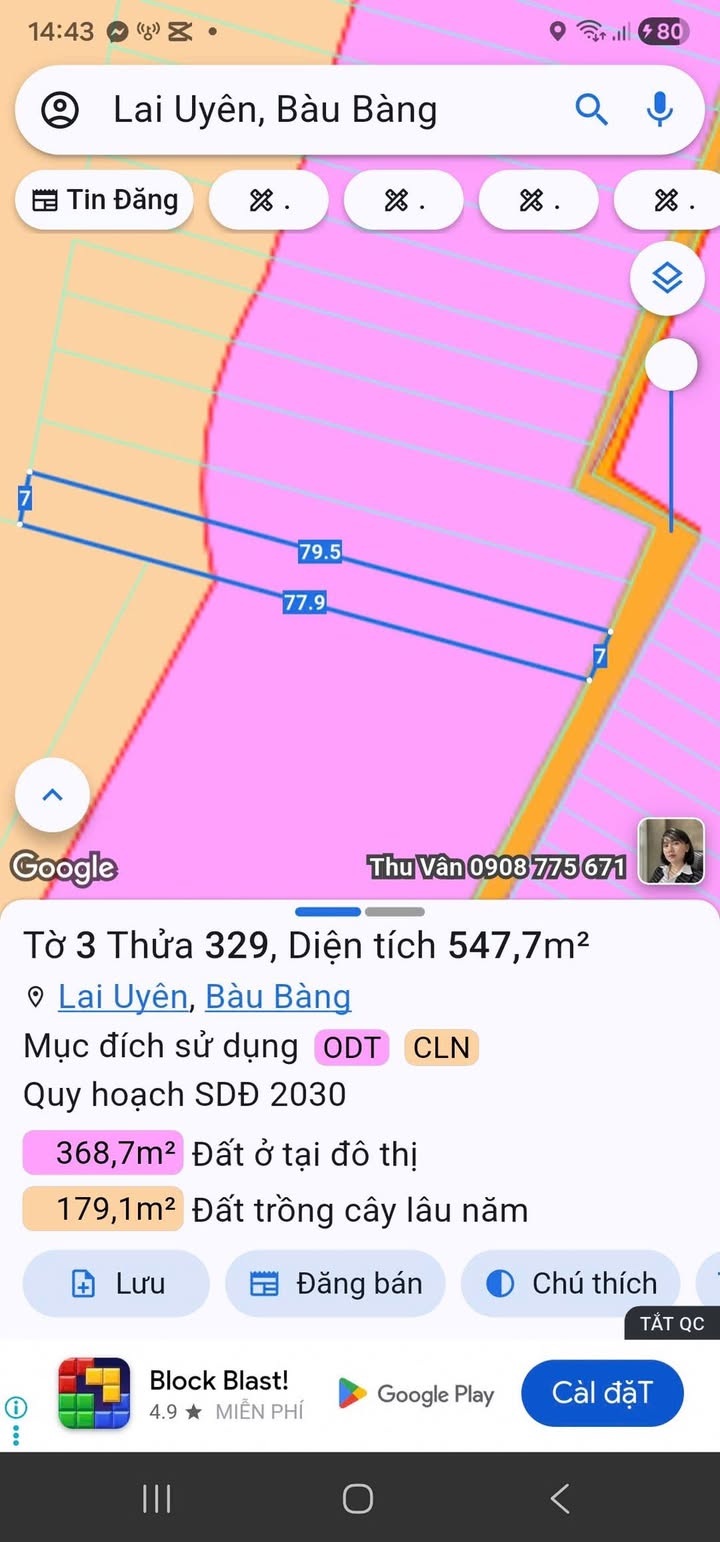 Đất nền Thị trấn Lai Uyên Bàu Bàng 553m² - Tiềm năng tăng giá vượt trội!