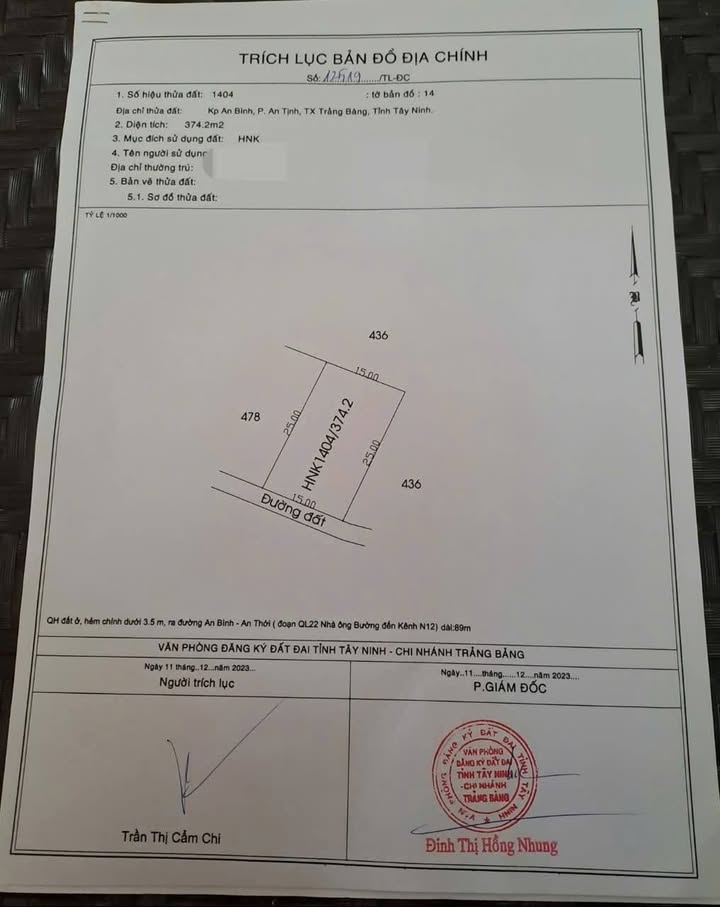 Đất nền An Tịnh Trảng Bàng 375m² - Xây dựng tự do!