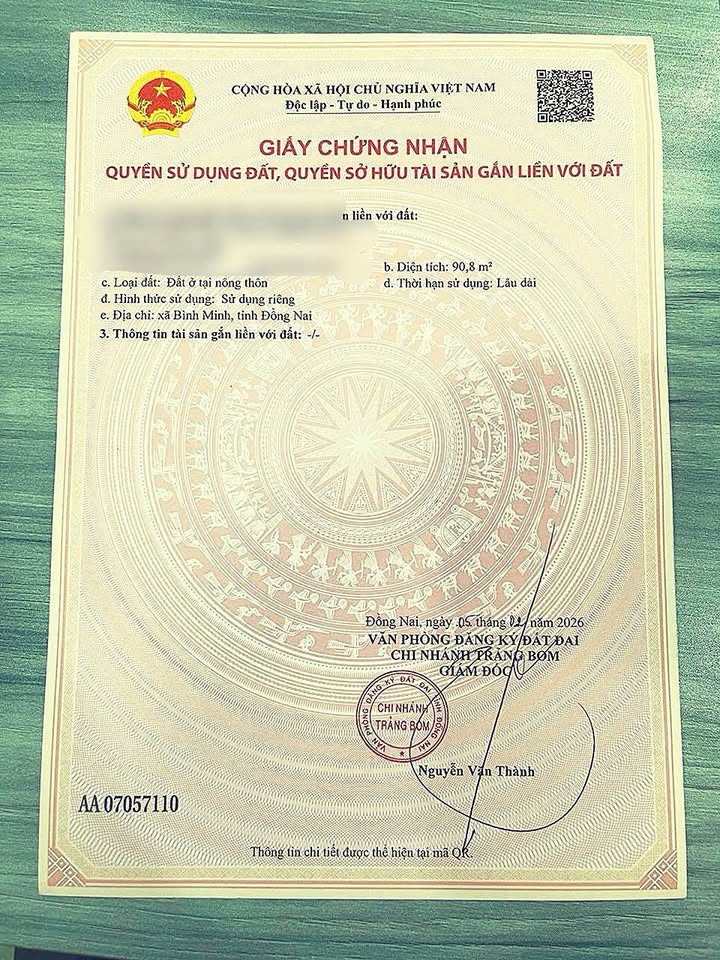 Đất nền Trảng Bom 90m² giá 1.1 tỷ - Tiềm năng tăng giá vượt trội!