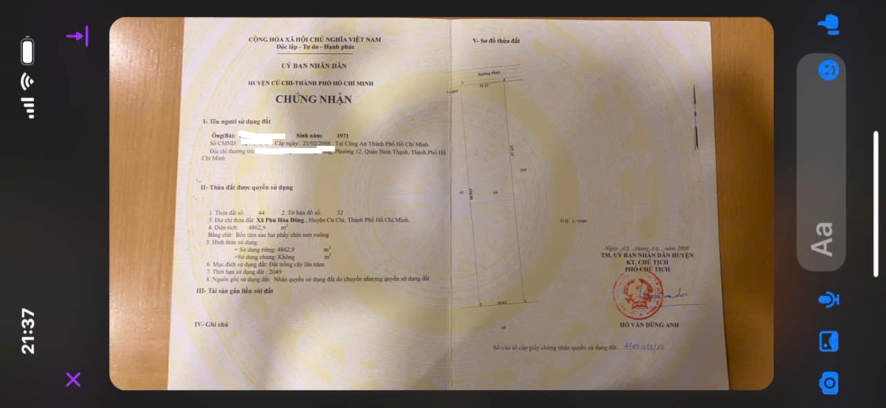 Đất Vườn Củ Chi 9700m² Mặt Tiền Phú Mỹ - Giá Tốt Đầu Tư