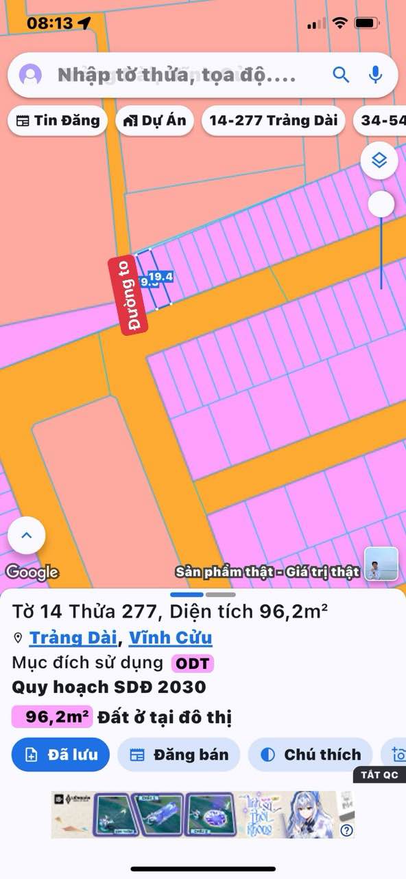 Đất nền 2 mặt tiền Trảng Dài, Biên Hòa - 97m² Sổ hồng thổ cư 100% - Giá 3.6 tỷ