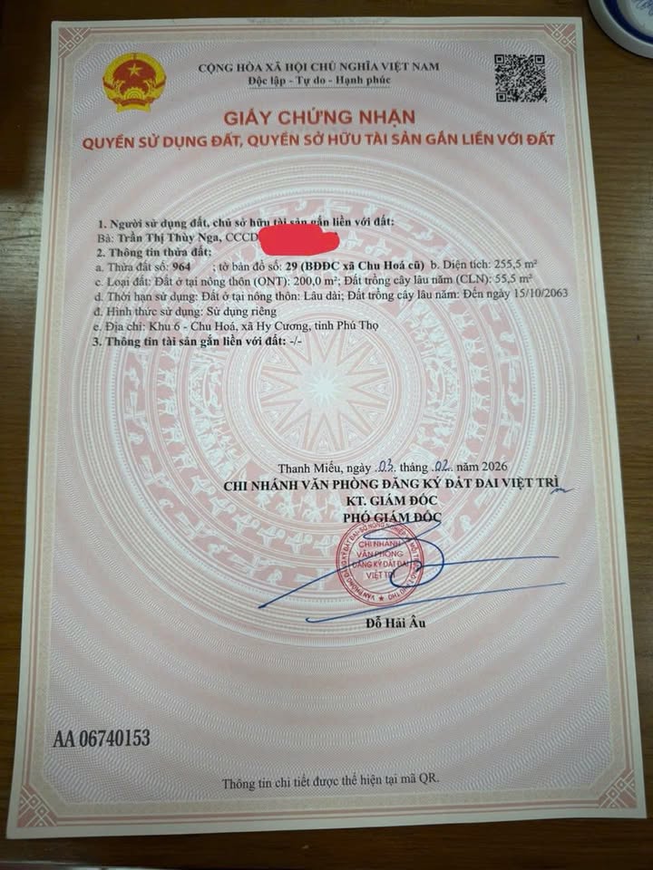 Đất nền Việt Trì 255m² Khu 6 Chu Hoá - Sổ đỏ chính chủ, xây dựng tự do!