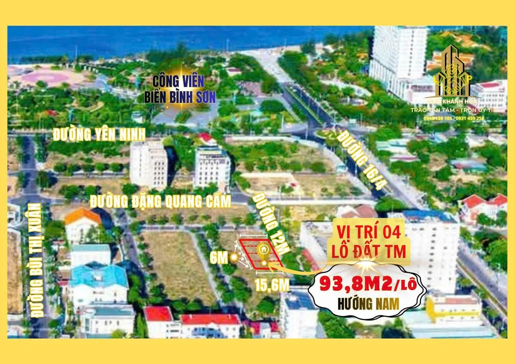 Đất nền K2 Phan Rang 93.4m² - Hướng Nam, 4 lô TM29 giá đầu tư