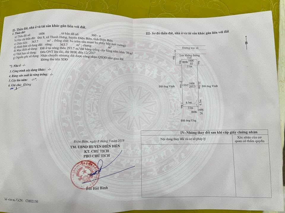 Đất nền xã Thanh Hưng Điện Biên 363m² - Sổ đỏ chính chủ pháp lý rõ ràng