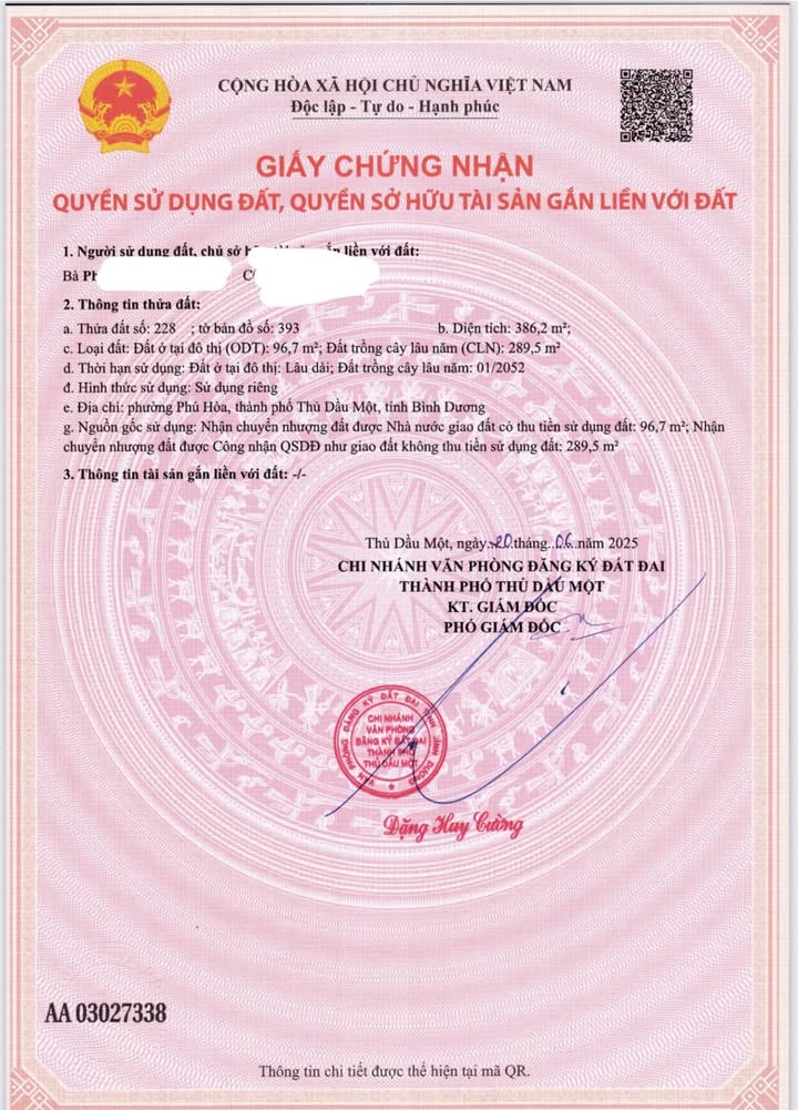 Đất nền Phú Hoà, Thủ Dầu Một 386m² – Tiềm năng tăng giá vượt trội