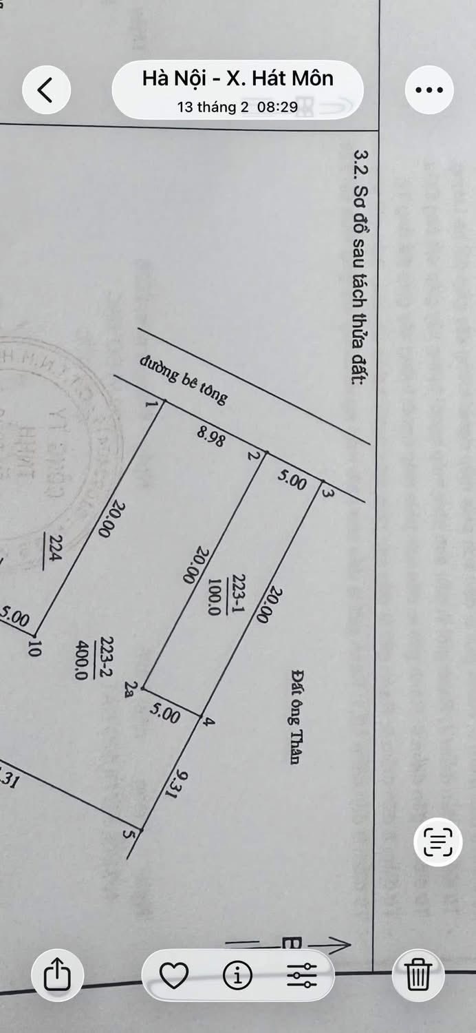 Đất Thổ Cư 100m² Vân Cốc, Phúc Thọ - Giá Chỉ 2 Tỷ, Oto Vào Sổ!