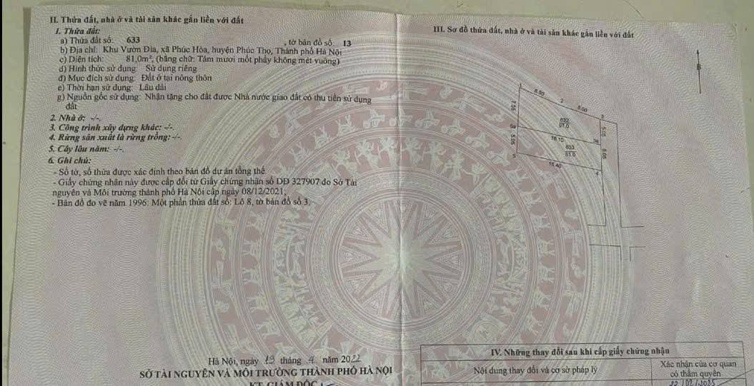 Đất Nền Phúc Thọ 81m² - Sổ Hồng Sẵn Sàng - Đầu Tư Sinh Lời