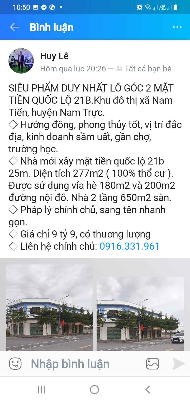 Nhà phố Nam Tiến Nam Trực 277m² 9.9 tỷ - Mặt tiền kinh doanh