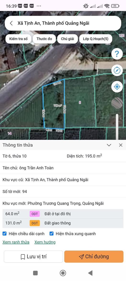 Đất nền mặt tiền đường 24b, Quảng Ngãi, 196m² - Giá 320 Triệu