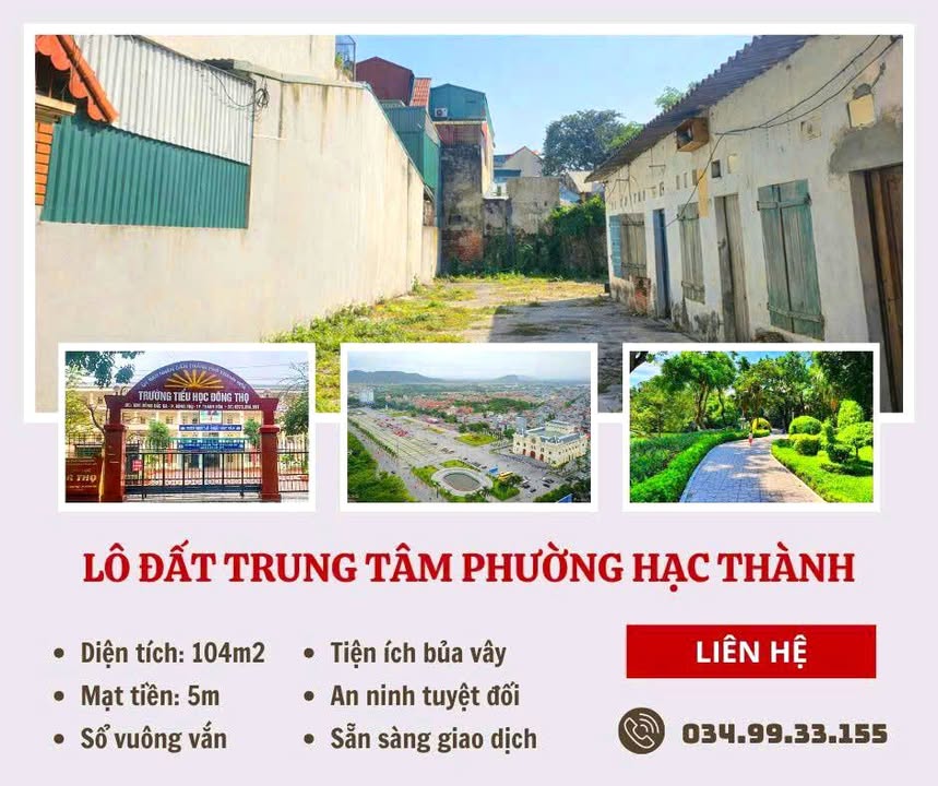 Đất nền Phường Đông Hải TP Thanh Hóa 104m²/5 tỷ - Pháp lý rõ ràng