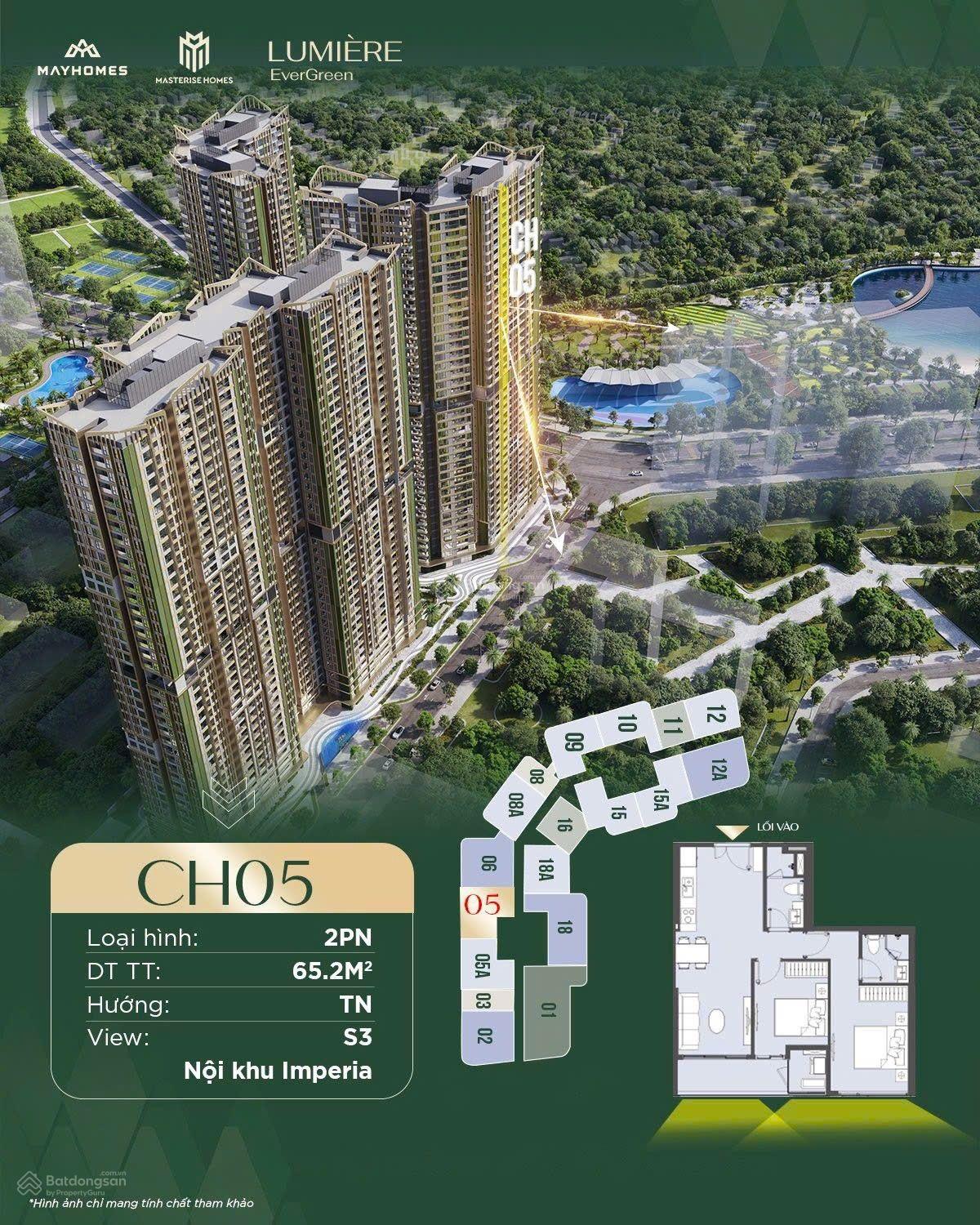 Chung cư Lumier Evergreen 65.2m² view hồ - Tầng trung đắc địa
