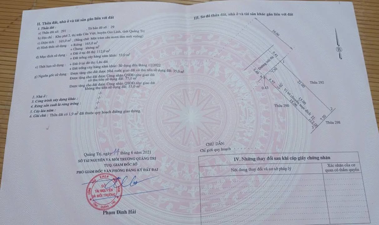 Lô đất 165m² Cửa Việt, Quảng Trị 1.18 tỷ - Sổ đỏ chính chủ, tiềm năng tăng giá!