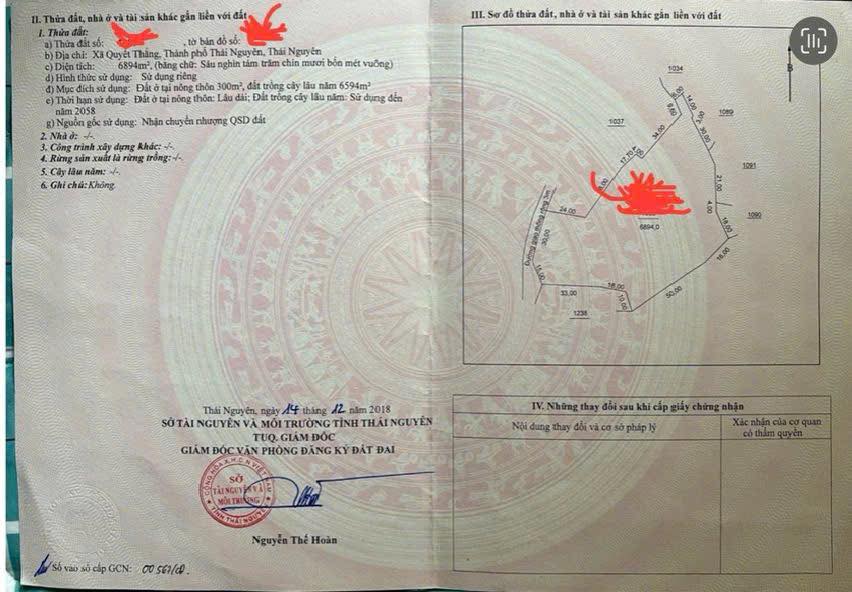 Đất nền Quyết Thắng, Thái Nguyên 6894m² - Pháp lý rõ ràng!