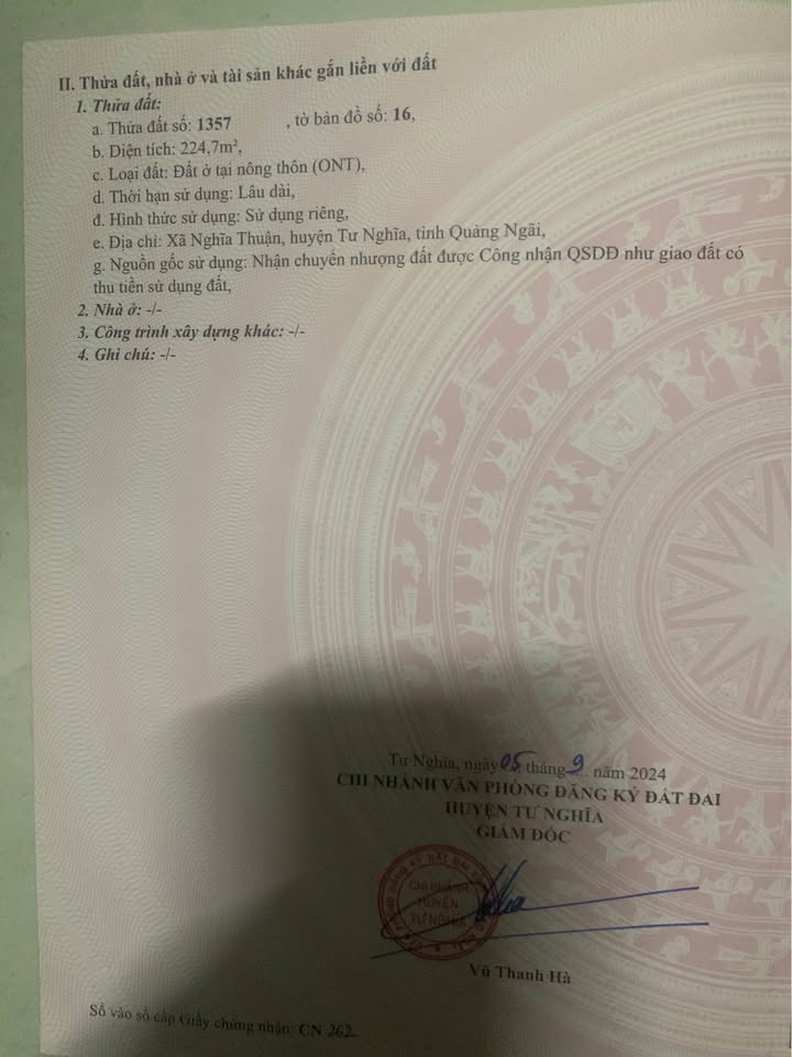 Đất nền Nghĩa Thuận 225m² - Chỉ 260 triệu, Tiềm năng giá tốt!