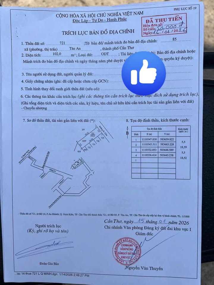 Đất Nền Vị Trí Vàng P.Tân An, Ninh Kiều - 104m² Full Thổ Cư, Giá Hời Dưới 3.016 Tỷ