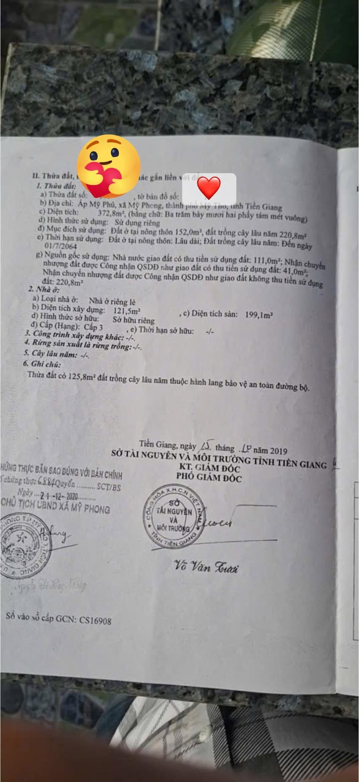 Nhà mặt tiền ĐT 879B Mỹ Tho 373m² giá 4.2 tỷ - Vị trí đắc địa!