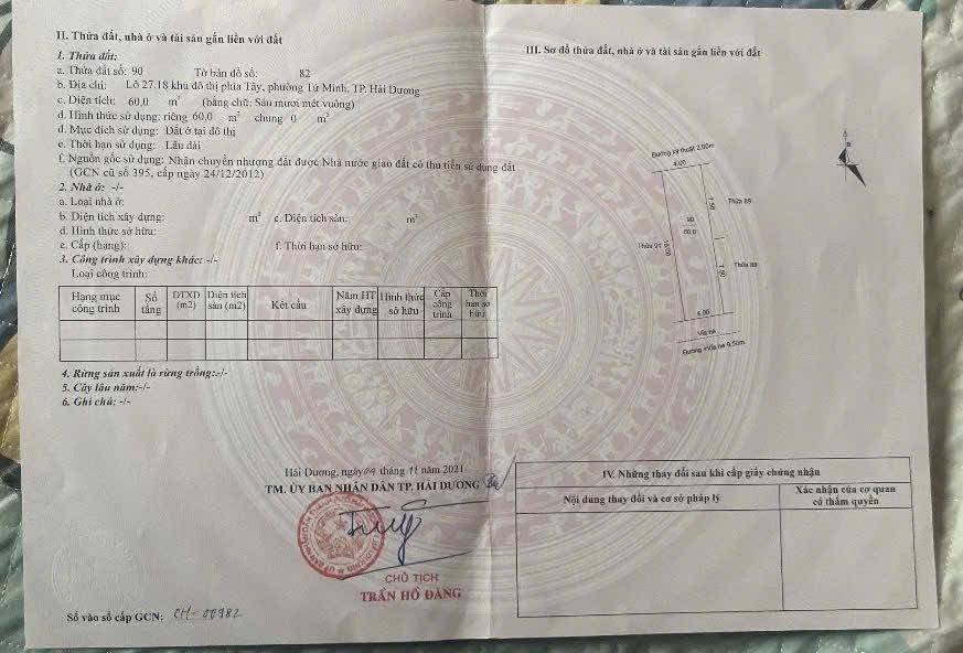 Đất nền Vườn Hoa Thiên Phú, Hải Dương 60m² - Sổ đỏ sẵn sàng