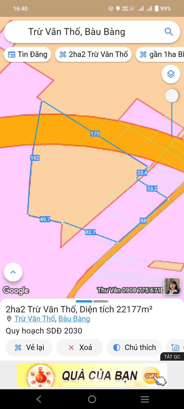 Bán Gấp Đất Vàng 2.2 Ha Trừ Văn Thố, Bàu Bàng - Sổ Đỏ Chính Chủ, Mặt Tiền 92m