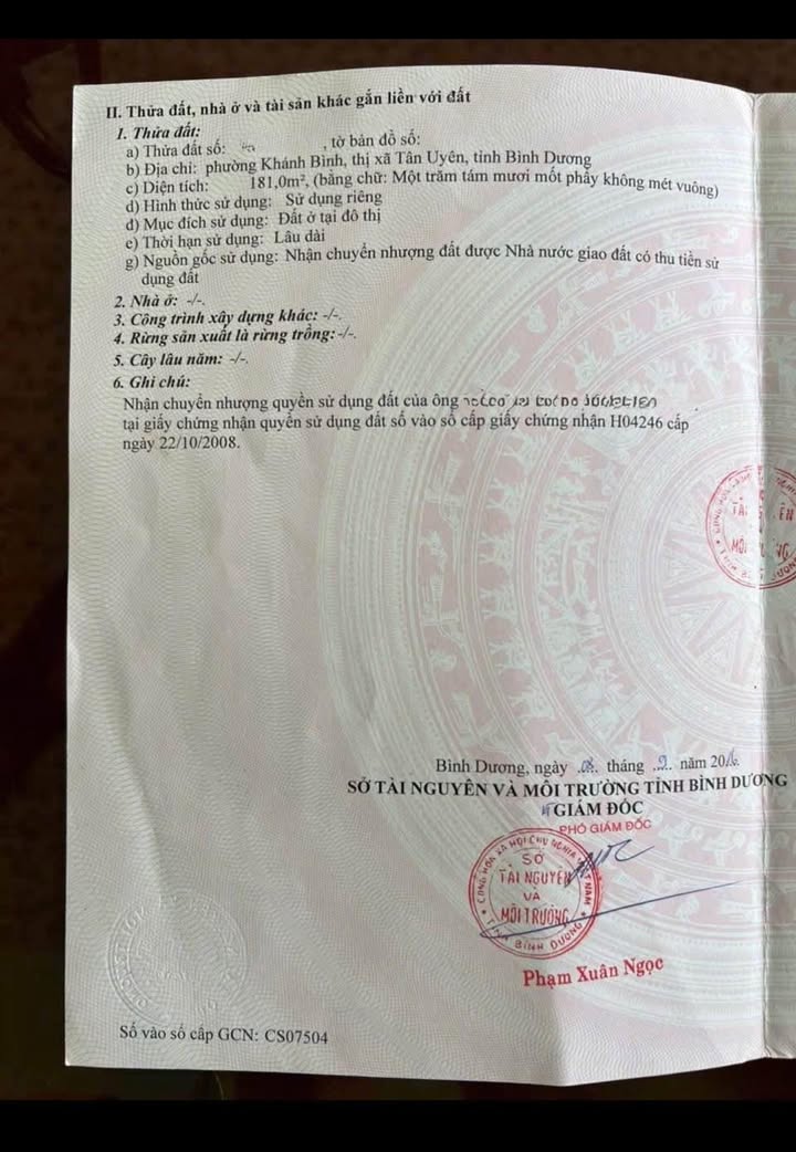 Đất nền Khánh Bình, Tân Uyên 180m² - Sổ đỏ chính chủ, công chứng ngay!